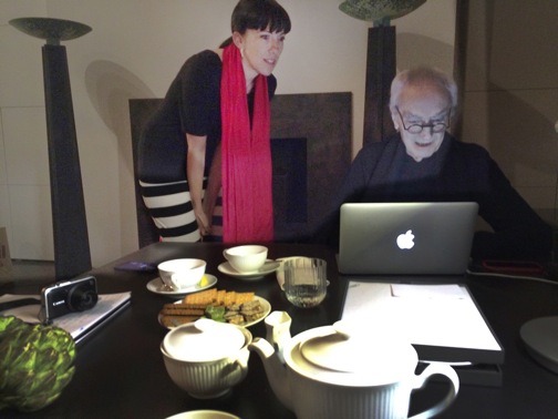 Jenny Taylor and Massimo Vignelli at the Vignelli residence NYC, April 24, 2014 photo by Katherine McCoy 