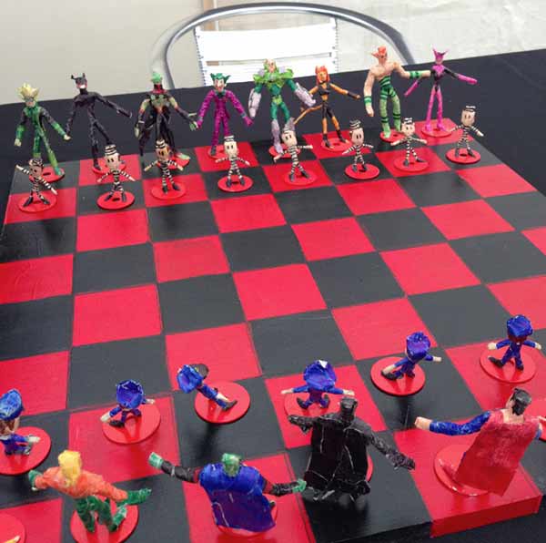 Superhero chess set by Jose, an artist from VSA Access Gallery 